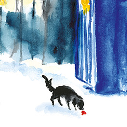 Abbildung5 Kleiner schwarzer Hund in der Nacht